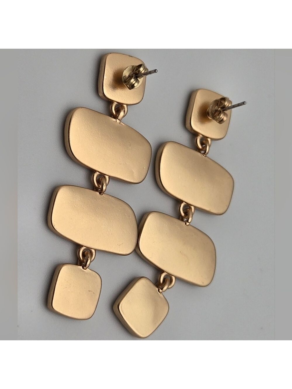 Banana Republic Factory Labradorite Tiered Drop Earrings Gold Tone - Picture 10 of 11